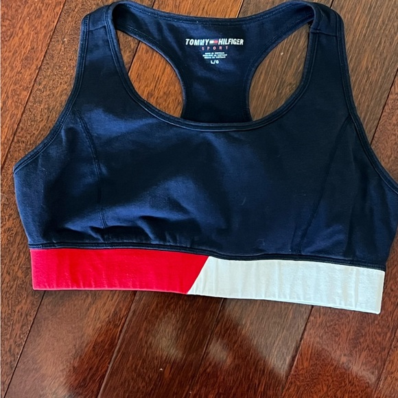 Tommy Hilfiger Women's Tri-Color Sports Bra - Navy, Red, White - Picture 1 of 3